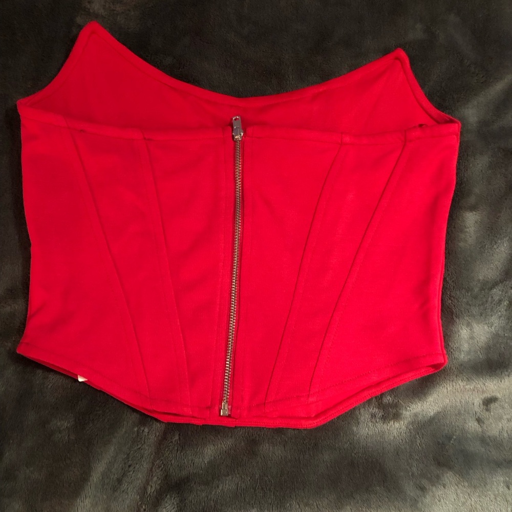 Anthropologie Red Strapless Seamed Top. Size XS - Picture 4 of 7